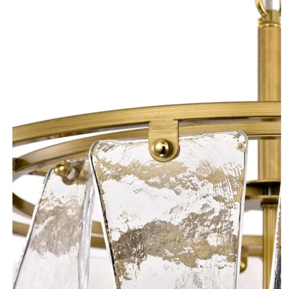 Laia Modern 5-Light Water Textured Glass Drum Round Chandelier FD-0838-PEC